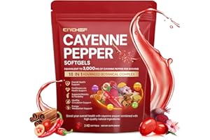CNCHEF Cayenne Pepper Softgels Supplement, Cayenne Pepper Capsules with VitaminD3+K2,Berberine, Q10, Omega-3, Turmeric, Hawthorn, Beetroot, Supports Leg Vein, Digestive & Heart Vessel Health, 240 Softgels