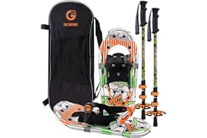 G2 GO2GETHER G2 16 Inch Kids Snowshoes, Snow Baskets, Storage Bag, Fast Ratchet Binding Design, for Child Youth Boys and Girls, Blue&Orange Avaliable
