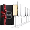 ELIXIR GLASSWARE Champagne Flutes - 6 oz - Set of 6 Edge Champagne Glasses - Modern & Elegant Crystal Wine Glasses Drinking Set - Wedding Champagne Flute Glasses - Prosecco Wine Flute