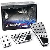 iJDMTOY 3pc Set Track Racing Style Direct Fit Silver Aluminum Foot Pedal Cover Kit, Compatible with Dodge 2009-2018 Gen4 RAM 1500 2500 3500