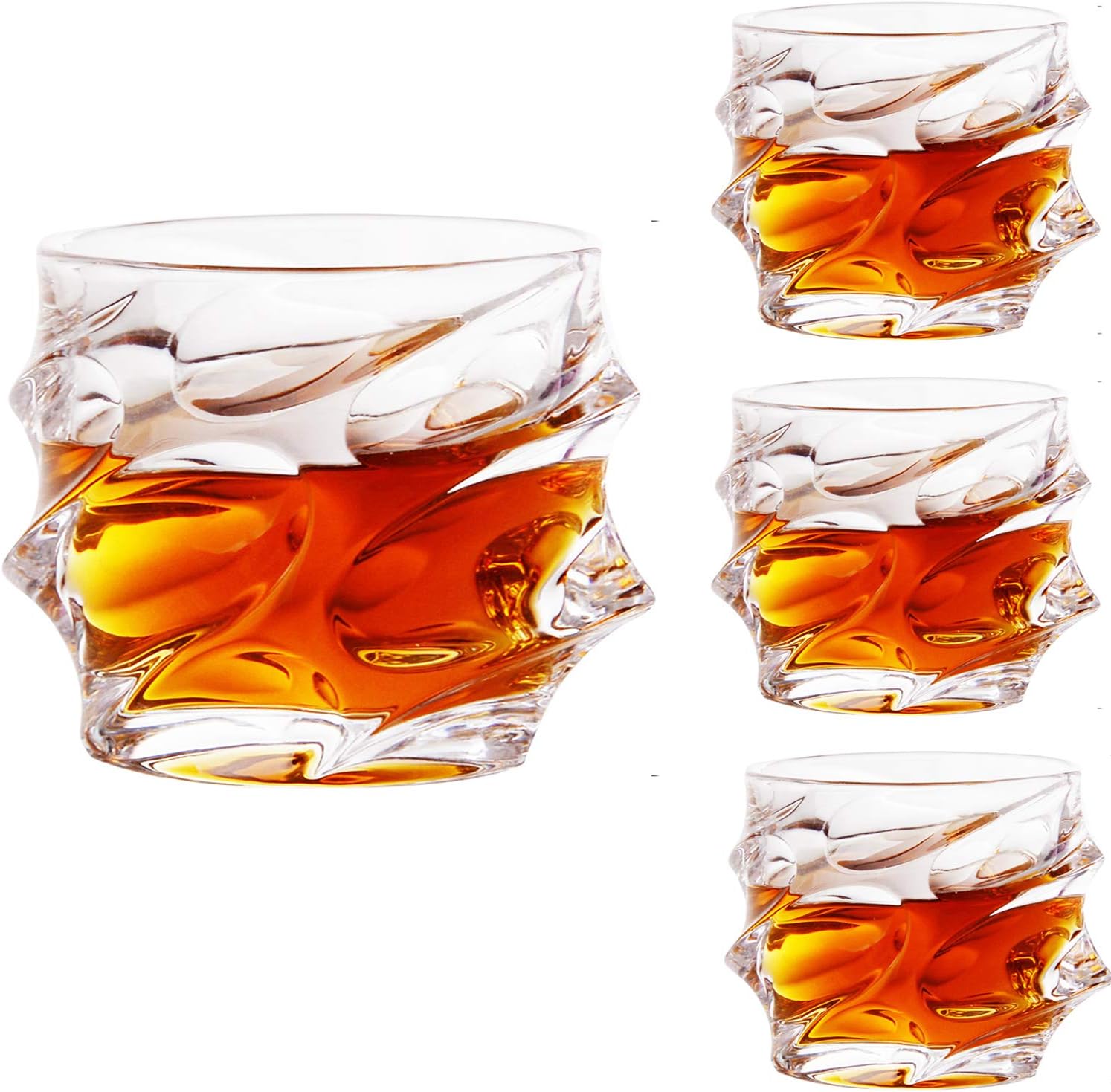 Old Fashioned Whiskey Glasses Set of 4 Glass Whisky Tumblers (300ml
