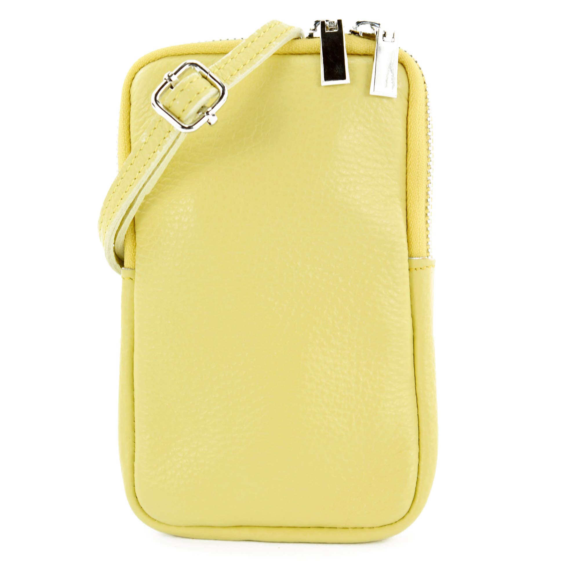 modamoda de - T197 - ital. Leder Umhänge- / Handytasche Klein, Colour:Pastellgelb