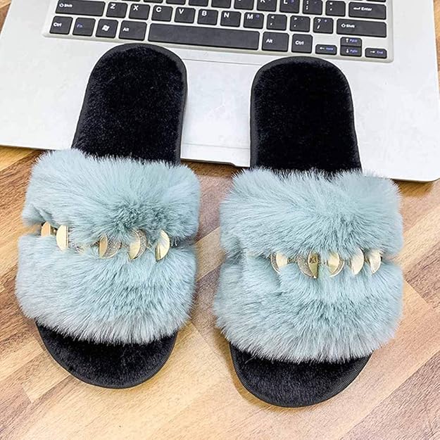 FGA Pink Fluffy Sliders Womens, fluffy Slippers Fluffy Comfortable Non