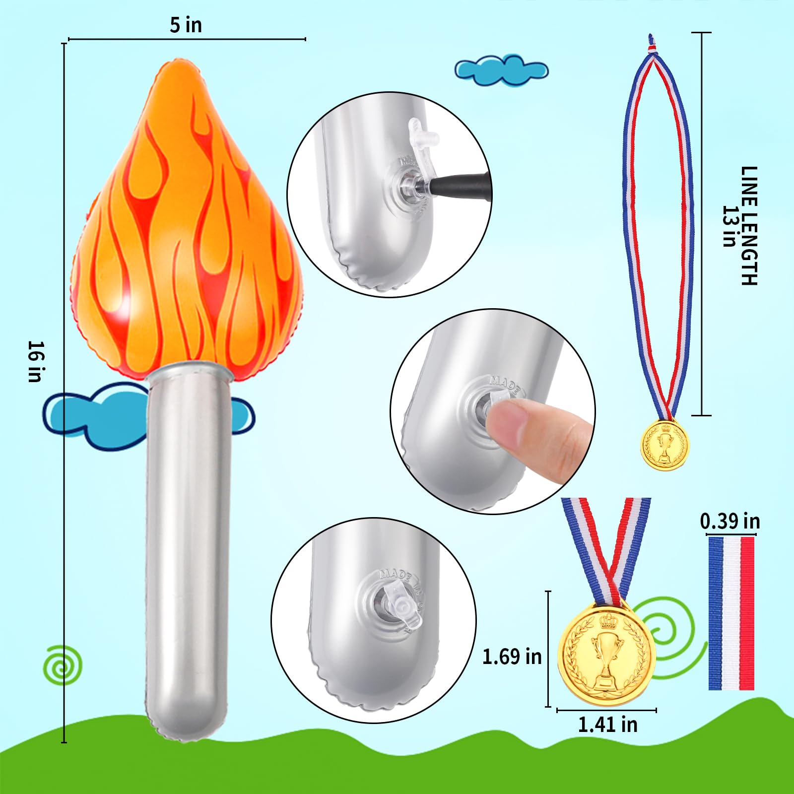 Amazon Inflatable Torch Mua 12 Pcs Olympic Party Decorations with 8 Olympic Torch16 inch ...