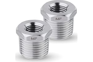 MAACFLOW MAACFLOW Stainless Steel 1/2" Male NPT to 1/4" Female NPT Adapter Reducer Hex Bushing (Thread OD 0.81" - ID 0.44") (pack of 2)