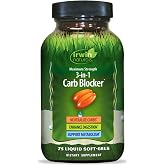 Irwin Naturals 3-in-1 Carb Blocker Maximum Strength Metabolism Support | With White Kidney Bean + Chromium | Digestive Enzymes &amp; Carbohydrate Support | 75 Liquid Soft-Gels