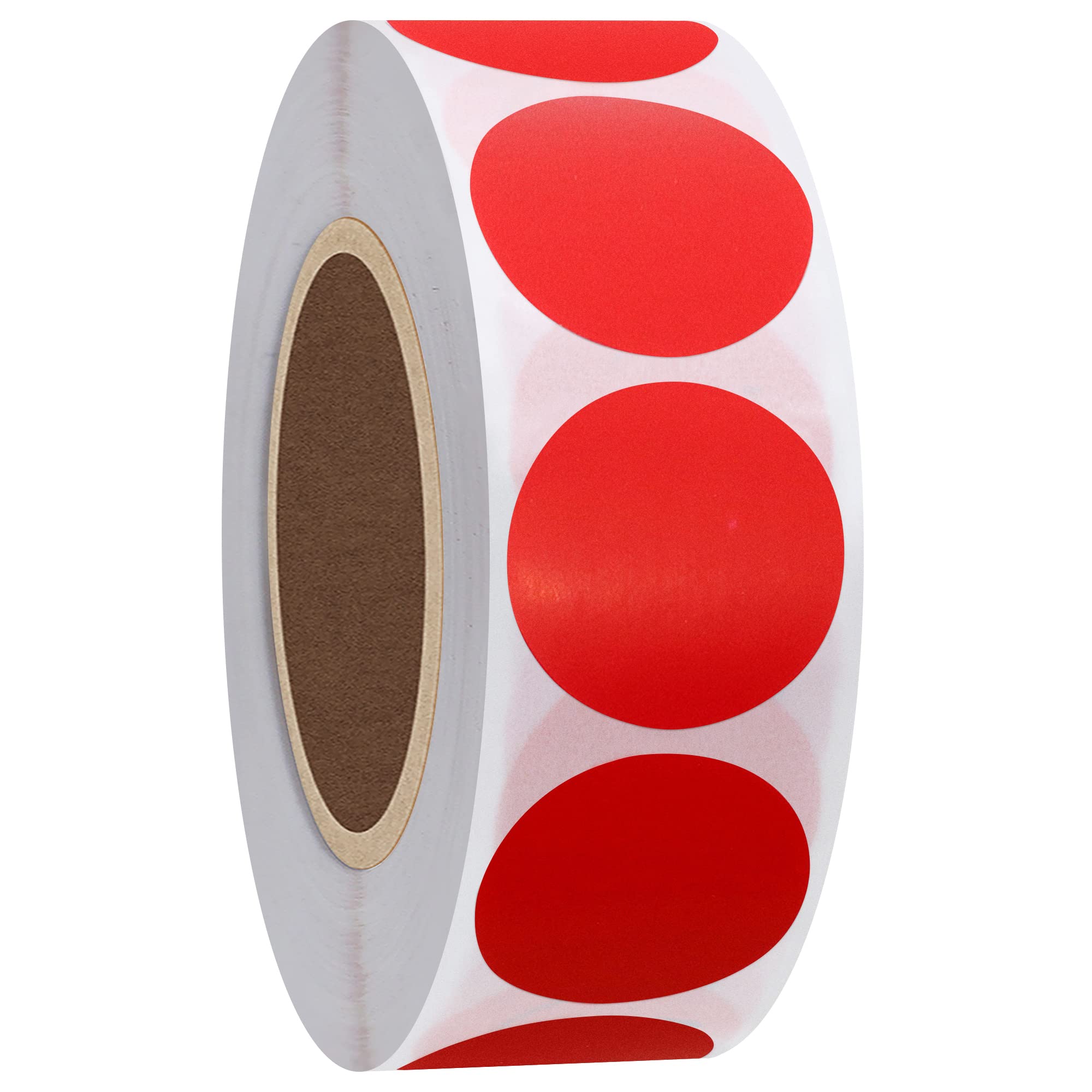 Hylabelest Color Coding Dot Labels 1 Inch Round Natural Paper Red Stickers Adhesive Label 1,000 Per Roll (Red)