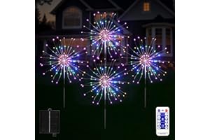 Altantagy Solar Garden Lights, 4 Pack Solar Firework Lights, 8 Mode Solar Garden Decorative Lights, Solar Outdoor Lights for Walkway Pathway Backyard Christmas Decoration Parties
