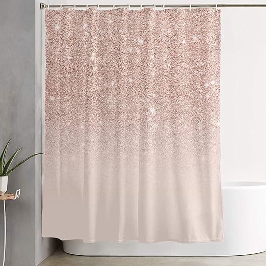 Amazon Com Dlzxhomer Rose Gold Glitter Pink Ombre Shower Curtain