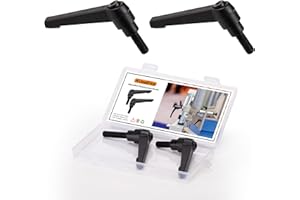 KiJoeErica 2pcs Adjustable Clamping Lever Handle, M8 x 20mm Quick Release Bolt, Black Metric Oxide Carbon Steel Male Threaded Stud for Lathes, Woodworking, Industrial Equipment