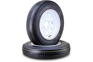 WANDA Trailer Tire Wheel Assembly 5.30-12 6-Ply C 82M 4 Lug on 4" PCD White Spoke Rim,SET 2