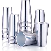 KesaPlan 50PCS Silver Plastic Cups, 16oz Disposable Plastic Tumblers for Party, Fancy Mirorred Silver Cups Bulk for Hot Cold Drinks, Disposable Drinking Glasses for Wedding Birthday Holiday Events