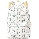 BACH AND BOUJEE Aesthetic Backpack for Women Girl Blue Bow Backpack Cute Bows School Backpacks Bookbag for College School Travel Office Work Coquette Bows Bookbags