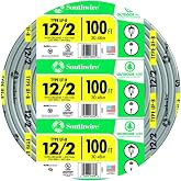 Southwire 12/2 UF B Wire with Ground, 100 ft, Gray Solid Copper Direct Burial Cable for Outdoor &amp; Underground Use, 600V