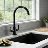 Hapilife Kitchen Sink Mixer Tap Monobloc Dual Lever Matte Black 1 Hole view 9