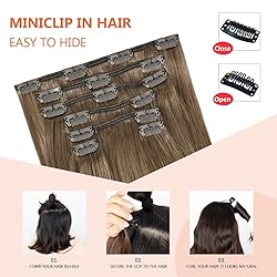 UGOTRAYS Clip in Hair Extensions Real Human Hair