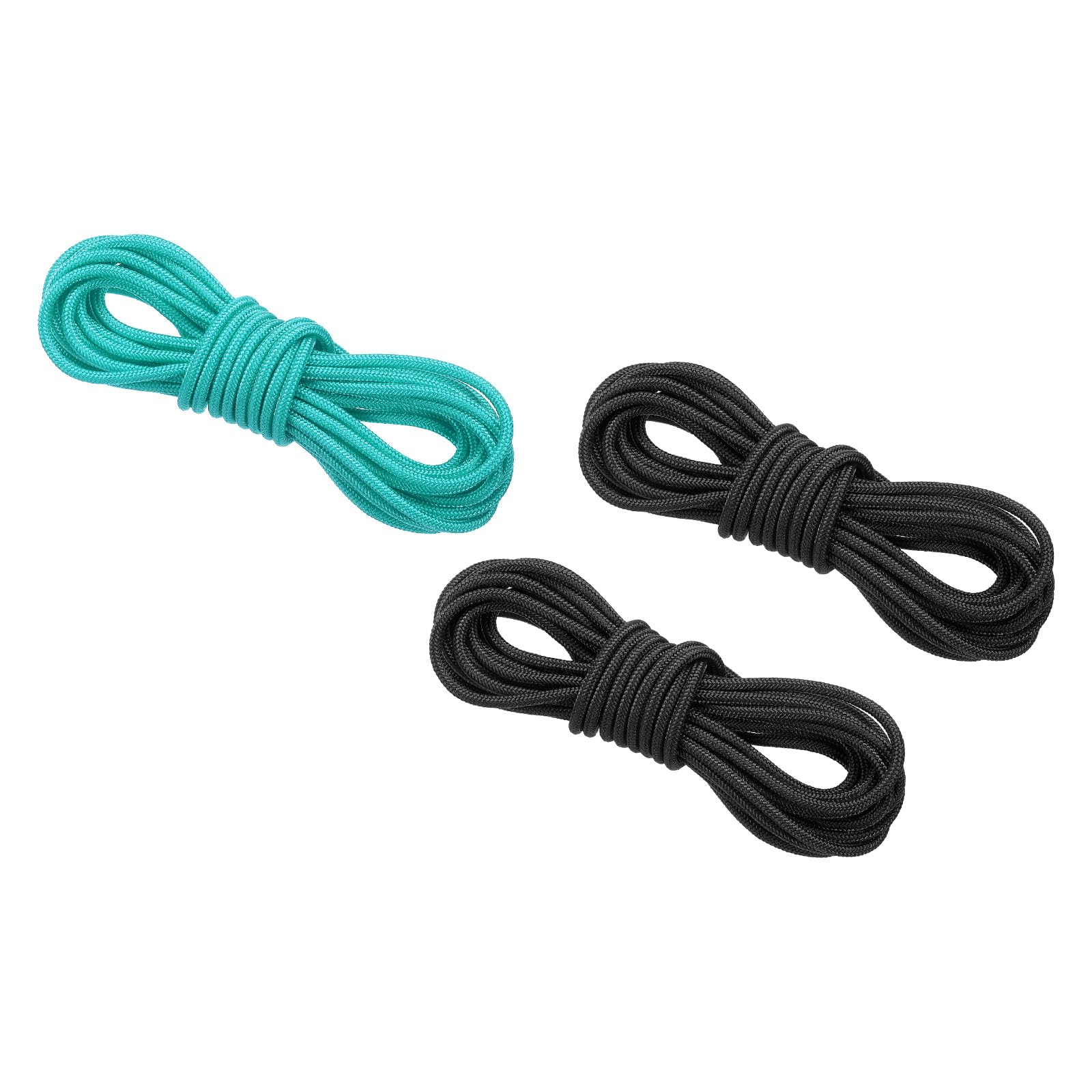 PATIKIL Archery D Loop Rope 3 Meters, Bow D Loop String Release Material Nock Wire Nocking Loop Buckle Ring for Compound Bowstring, 2pcs Black 1pcs Turquoise