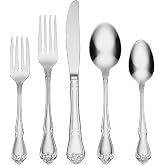 Oneida True Rose 45 Piece Everyday Flatware, Service for 8, 18/0 Stainless Steel, Silverware Set, Silver