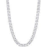 KRKC&CO Tennis Necklace Chain for Men, 3/4/5mm, Luxury Anniversary Birthday Gift for Him, Gold/White Iced Out Prong-Setting 5A Cubic Zirconia Stones Hip Hop Rappers Jewelrys