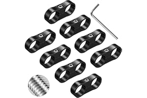 SYKRSS 8pcs AN12 Braided Hose Separator Clamp Fuel Line Mounting Clamps Hose Aluminum Fitting Adapter Great for 3/4 Fuel Hose, Oil Line, Brake Line, Water Pipe and Gas Line Black (Black, 12AN)