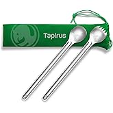 Tapirus Long Spork and Long Spoon Set | Deep Reach Stainless Steel Eating Utensils for MRE Bag | Keep Hands Clean and Away fr