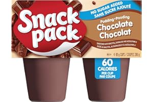 Snack Pack No Sugar Added Chocolate Pudding, 4x 99 g (Pack of 1)