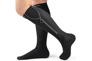 NEENCA Zipper Compression Socks, Medical Graduated Compression Socks for Pain Relief, Women & Men Circulation, Swelling, Travel, Pregnancy, Flight, Nurses, Running, Athletic—1 Pair, 20-30 mmHg