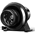 iPower 4 Inch 195 CFM Inline Duct Exhaust Fan Air Vent Booster Ventiliation Blower for Grow Tent, Attic, HVAC, Basements or Kitchens, Low Noise, Black