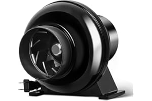 iPower 4 Inch 195 CFM Inline Duct Exhaust Fan Air Vent Booster Ventiliation Blower for Grow Tent, Attic, HVAC, Basements or Kitchens, Low Noise, Black