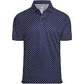 Alex Vando Mens Golf Shirt Moisture Wicking Classic Print Golf Shirts for Men