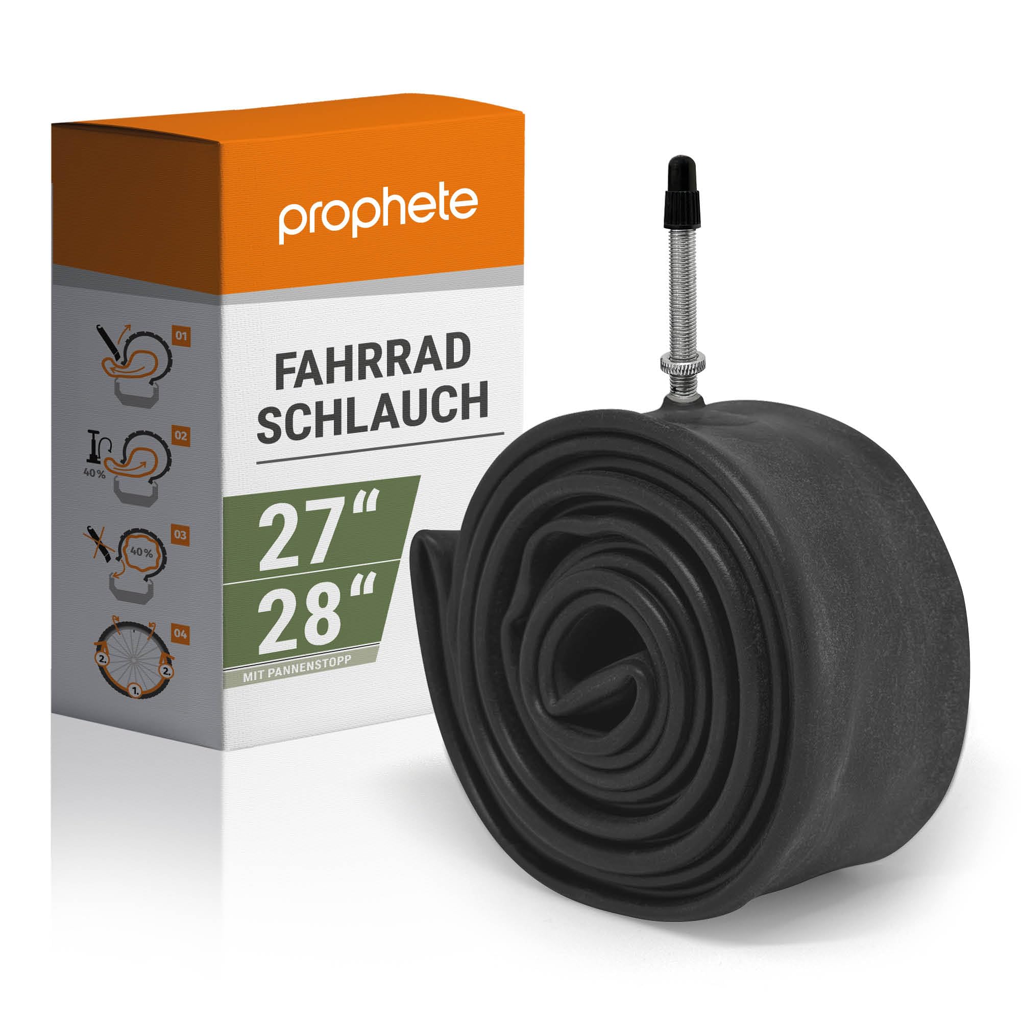 Prophete Presta valve Bicycle Tyre Tube - Multi-Colour, 28-27-Inch