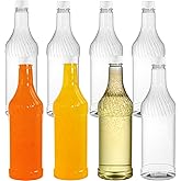 Noamus 8 Pack 33 oz Plastic Soda Bottles with Caps, 1L Reusable Empty Clear PET Juice Container, Disposable Wine Bottles with White Lid for Drinking Beverage Water Liquor Beer Milk Smoothies