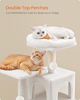 Feandrea Cat Tree Tower 112 cm Cream White Multi-Level Plush Condo with view 4