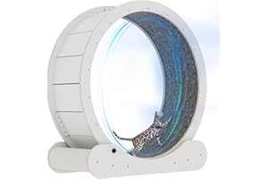 QZECPD Cat Wheel with 2 Scratching Posts - Large Silent Cat Wheel for Indoor Cats Eliminate Lack of Exercise in Indoor Cats - Cat Wheel with Locking - Easy to Install (Medium, White)