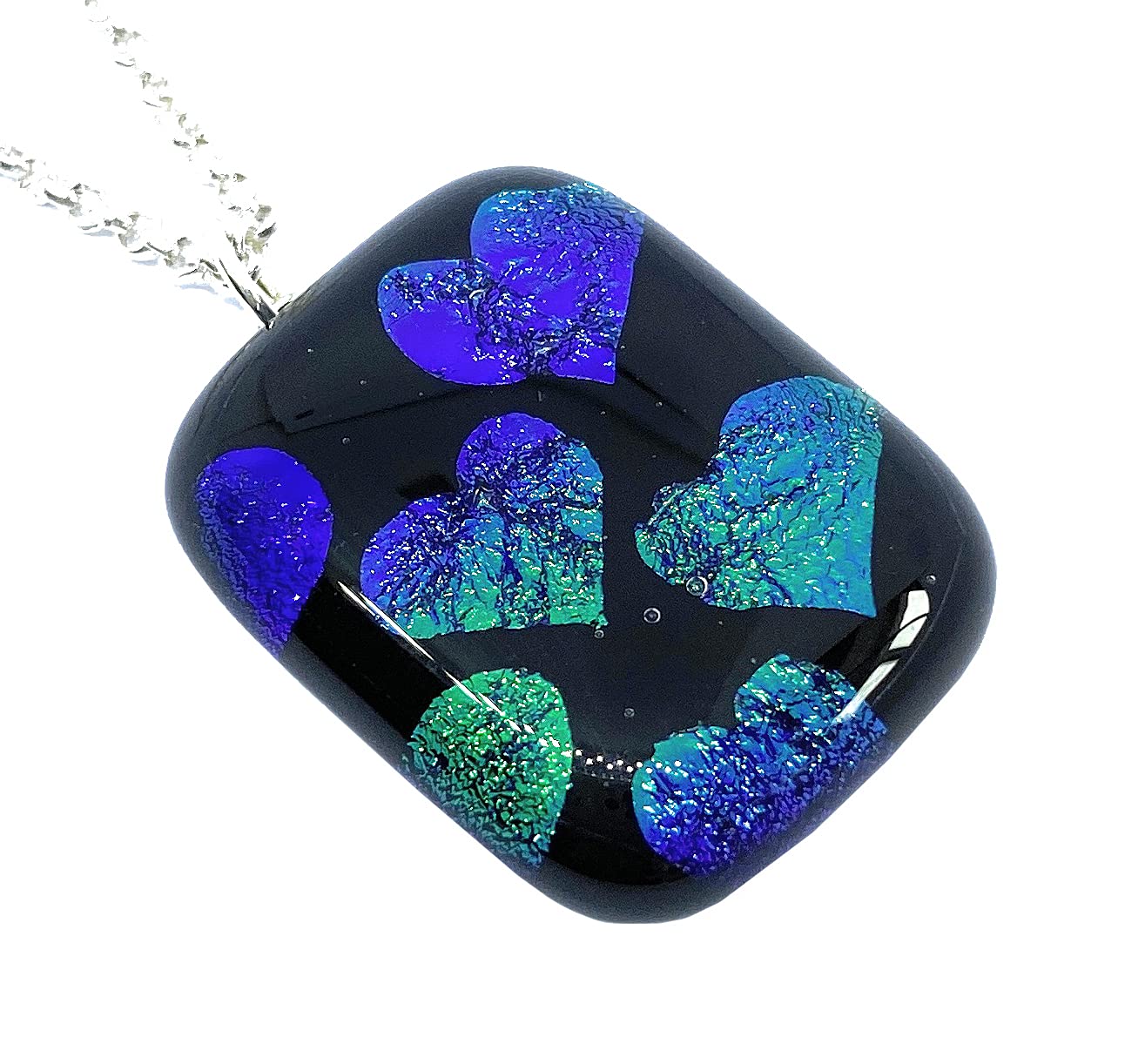 Heart Pendant, Heart Necklace, Glass Pendant, Dichroic Glass Pendant, Handmade Glass Pendant, 2.5cm x 2cm