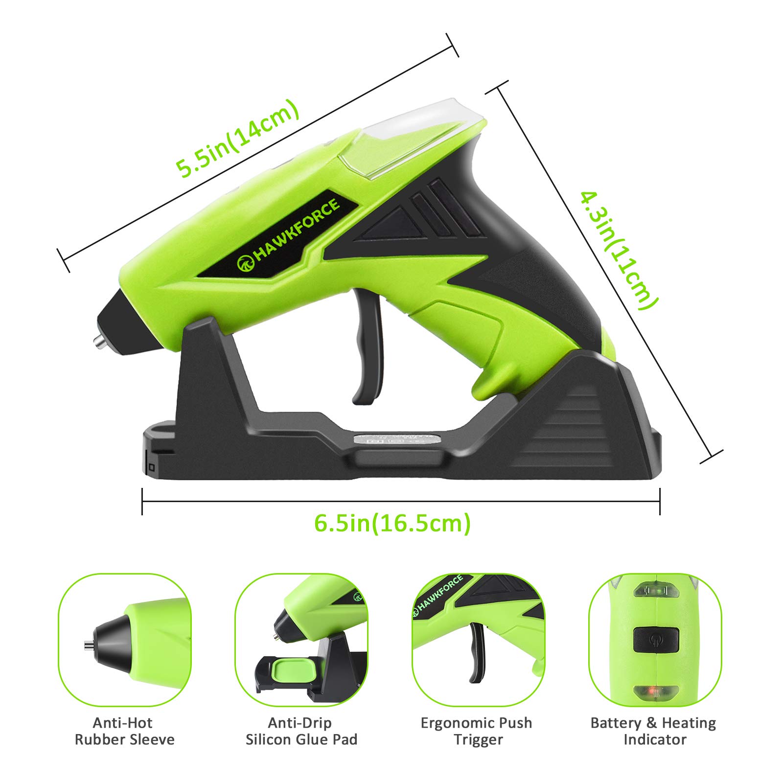 HAWKFORCE Glue Gun Kit, 4V Cordless Crafts Glue Gun with 50 PCS White