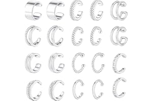 SONNYX 10 Pairs Ear Cuff Earrings for Women Non Piercing 14K Gold Silver Ear Cuffs for Non Pierced Ears Clip on Cartilage Earring Fake Earrings Lightweight