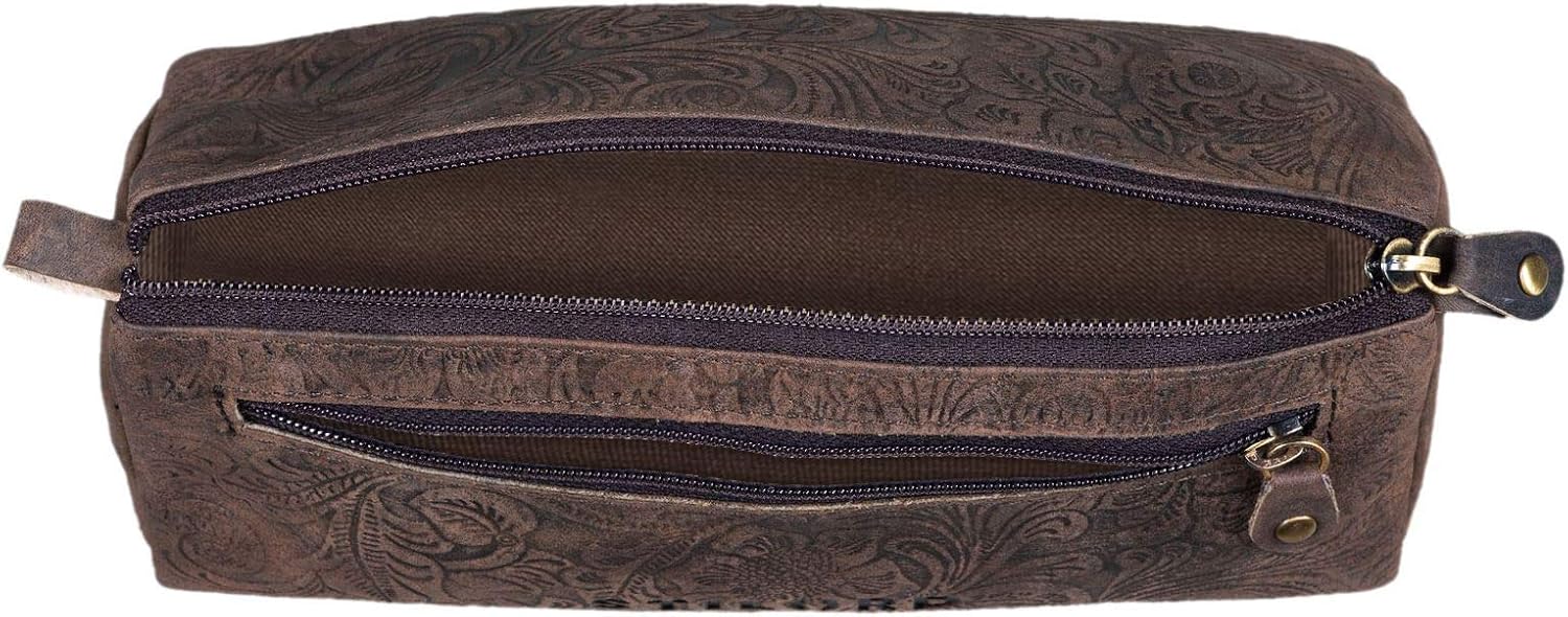 STILORD "Alexis" Leather Pencil Pouch Vintage Pen Case Holder with Zipper for Women Men for School Office in Genuine Leather Colour:Canyon - Image 5