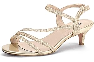 IDIFU Women's Dressy Strappy 2 Inch Low Kitten Heel Open Toe Sandals Dress Shoes for Woman Lady in Bridal Dance Evening