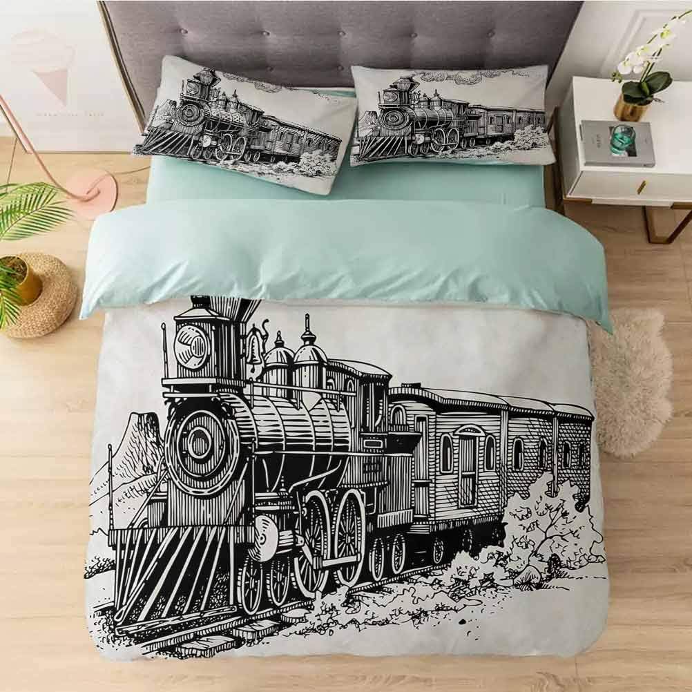 Aishare Store Print Duvet Cover Sets, Rustic Old Train in Country