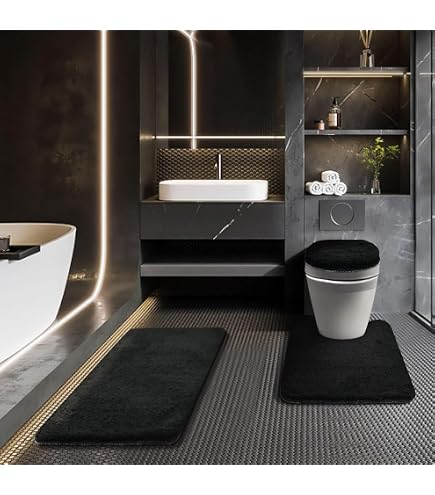 Soft 3-Piece Bathroom Rug Set – Non-Slip Contour Mat, Toilet Lid Cover & Rug – Machine Washable (Multi-Color Options)