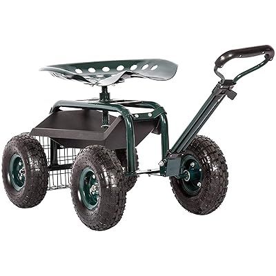 Buy Garden Cart Rolling Scooter With Tool Tray Patio Wagon Scooter Swivel Seat For Planting Gardening Online In Indonesia B08twgvsst