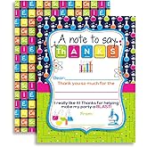 Mad Science Theme Kids Birthday Thank You Cards, 10 Fill-In 4x5.5 Cards with White Envelopes, Fun Lab Experiment Party Design for Kids Birthday Events, Made in USA by Amanda Creation
