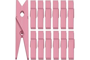 ANJUU 50pcs Craft Wood Clothespins Colored Wooden Photo Clothespins Paper Peg Pins Craft Spring Clips for Home Arts Crafts Decor, 2.75 inches (Baby Pink)
