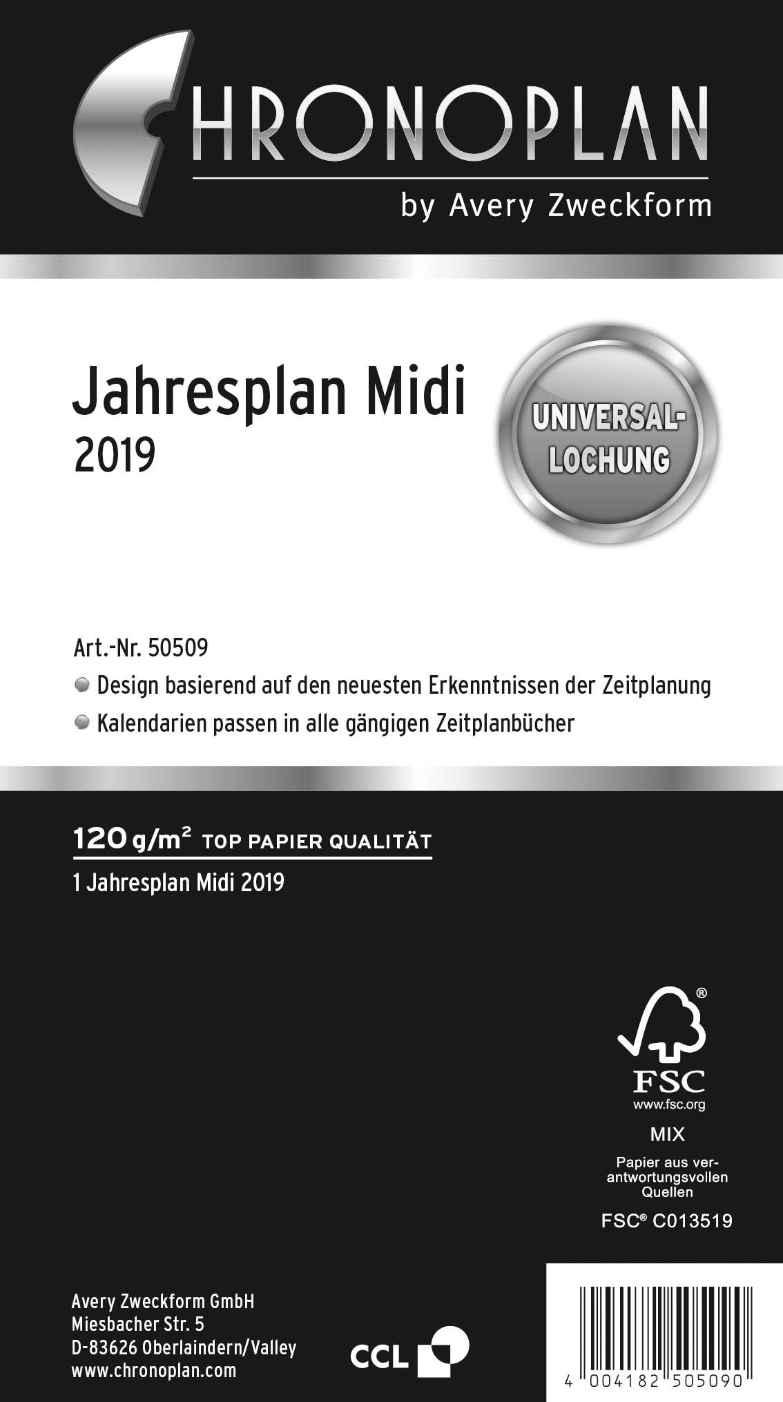 Chronoplan Calendar [German Language] 2019 Midi White