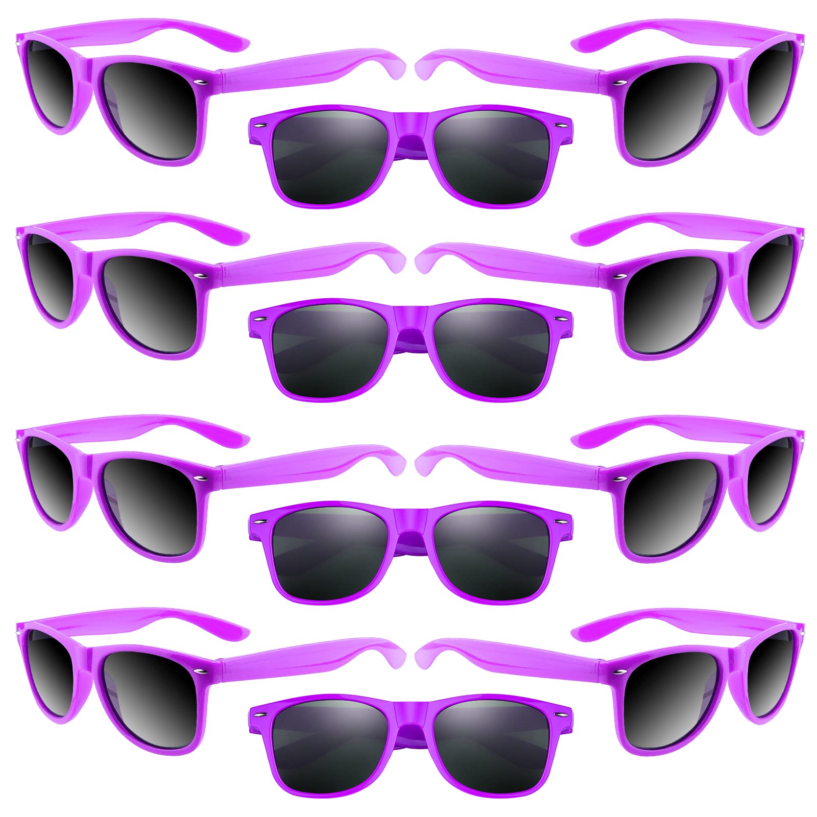 ASTARON 12 Pack Party Sunglasses Bulk Neon Party Favors for Beach Wedding Party Pool Party Supplies, Purple