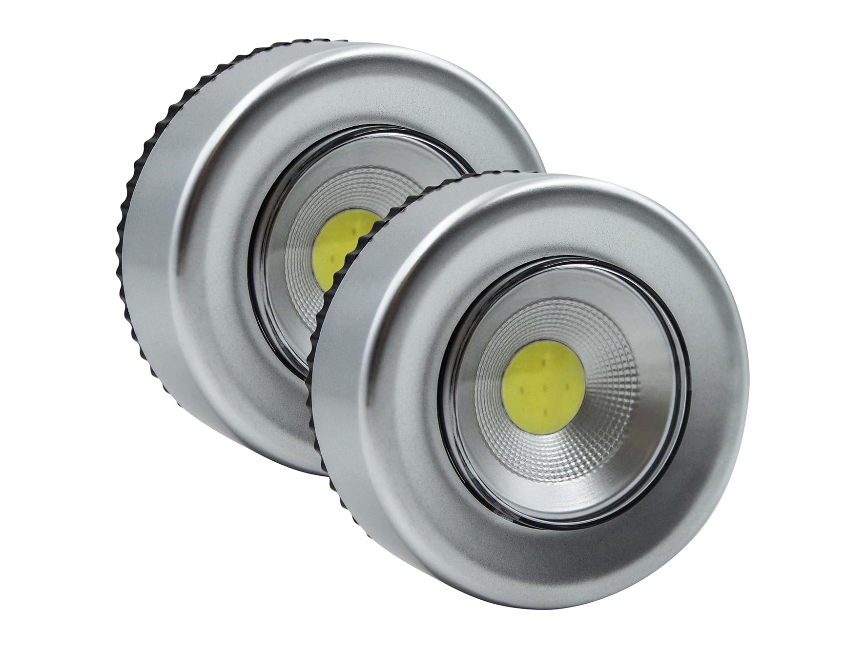 Uni-Com Wireless, Battery-Powered, Stick-On Push Lights for Cupboards, Lofts, Under Cabinets, Wardrobes & Drawers, 2 Pack