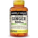 MASON NATURAL Whole Herb Ginger 500 mg, 2 Month Supply, Natural Herbal Supplement, 60 Capsules