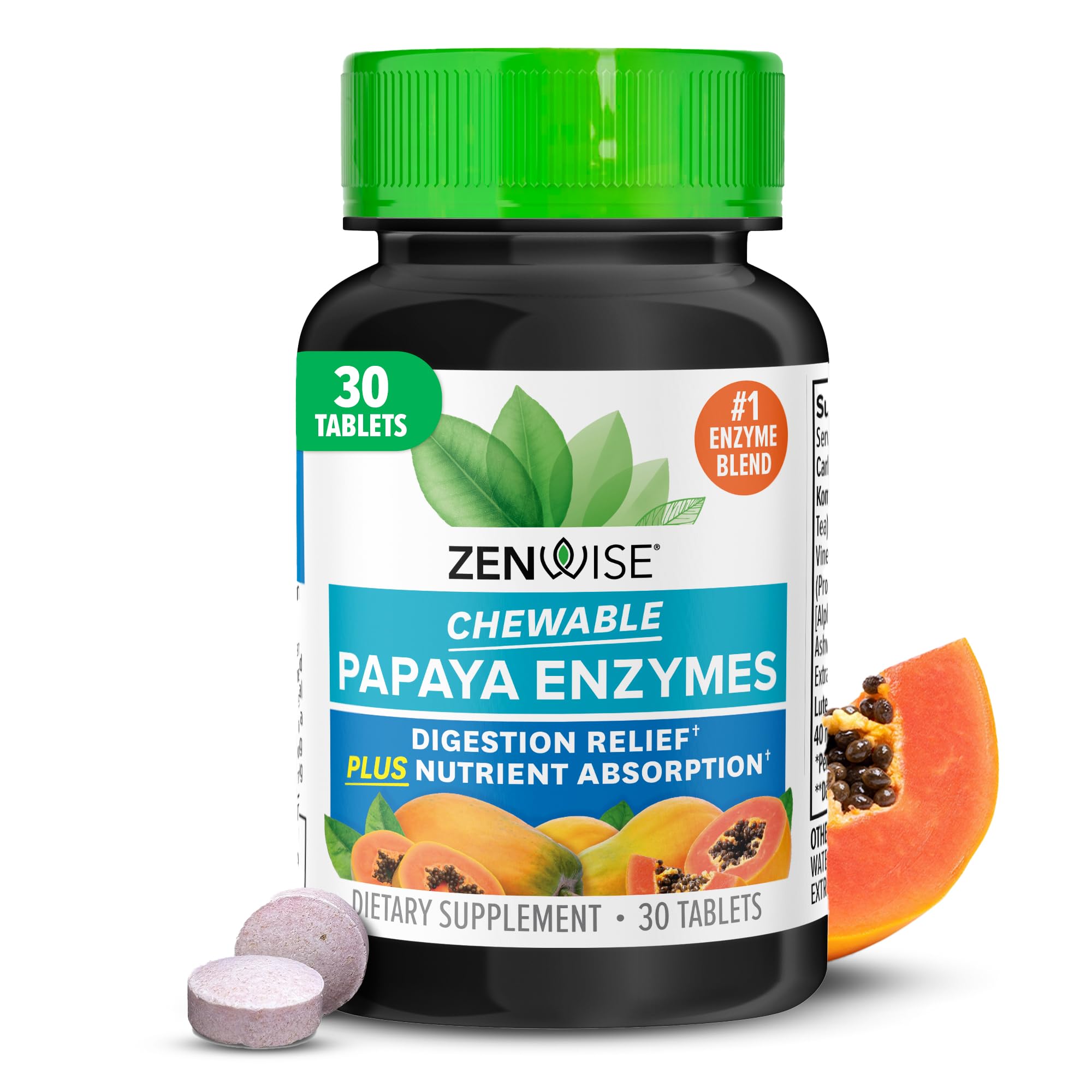 Zenwise Health Chewable Papaya Enzymes For Digestion And Gut Support 