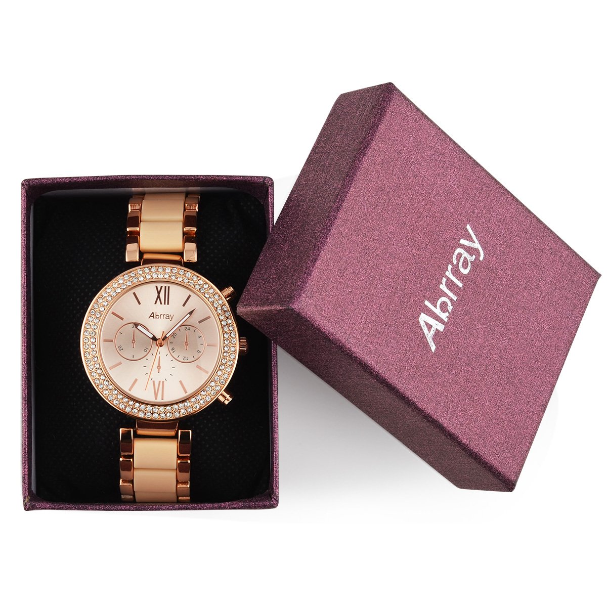 Abrray Rose Gold Watch Women Quartz Waterproof Watch Luxury Alloy Bracelet Business and Casual Watch
